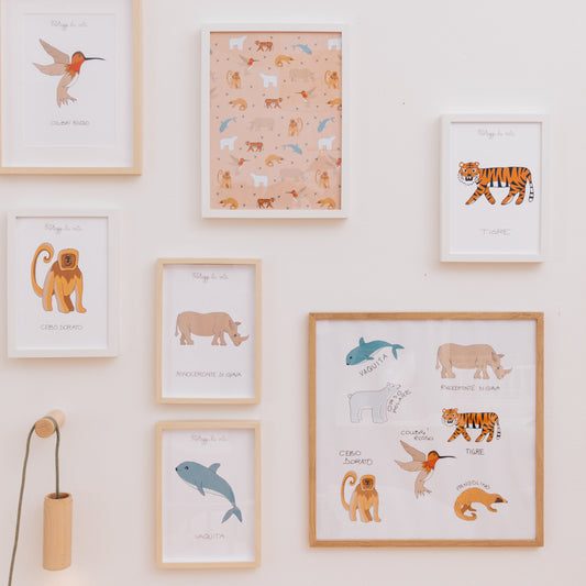 Con le stampe a tema animali "Proteggi la vita" puoi personalizzare le pareti della cameretta dei bambini.