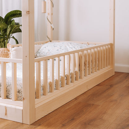 letto nabè con barriere protettive per lettino montessori in legno