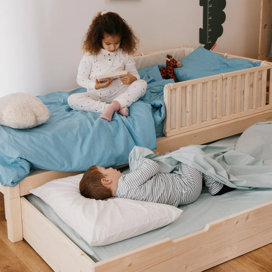 letto montessori evolutivo con cassettone estraibile